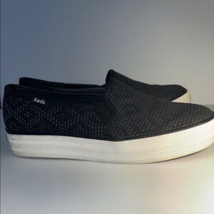 Keds Women's Black Woven Slip-On Sneakers